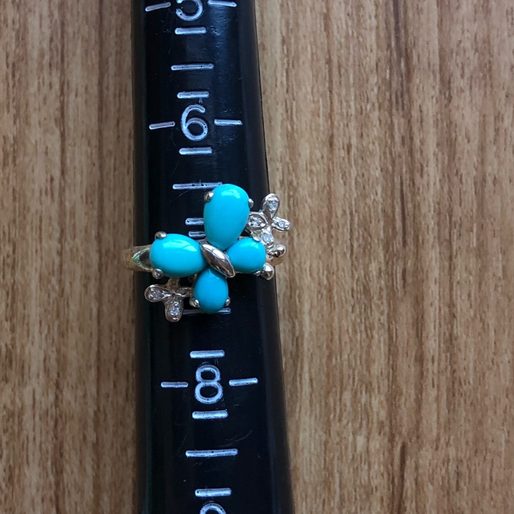 Turquoise Floral Cluster Ring - Women Jewelry - Picture 2 of 12